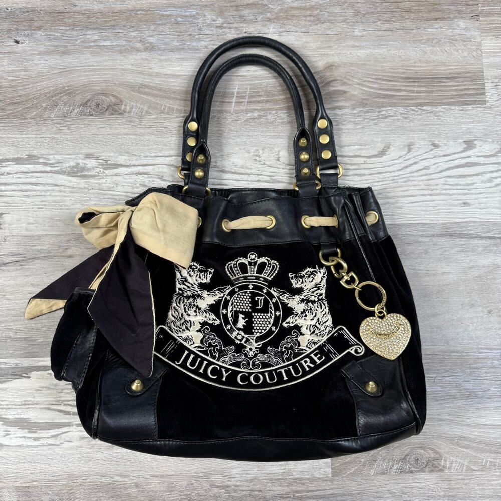 Vintage 2002 Juicy Couture Y2K RARE Velour Daydreamer Tote Bag Scottie Charm